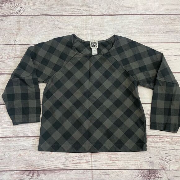 Prairie Underground Organic Cotton Check Pullover Long Sleeve Black Size Medium - Picture 1 of 6